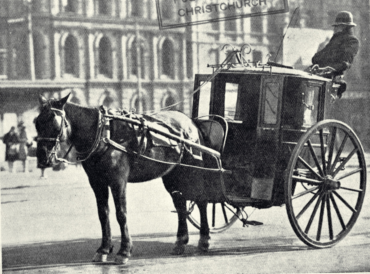 A Hansom cab is a type of horse-drawn carriage first designed and