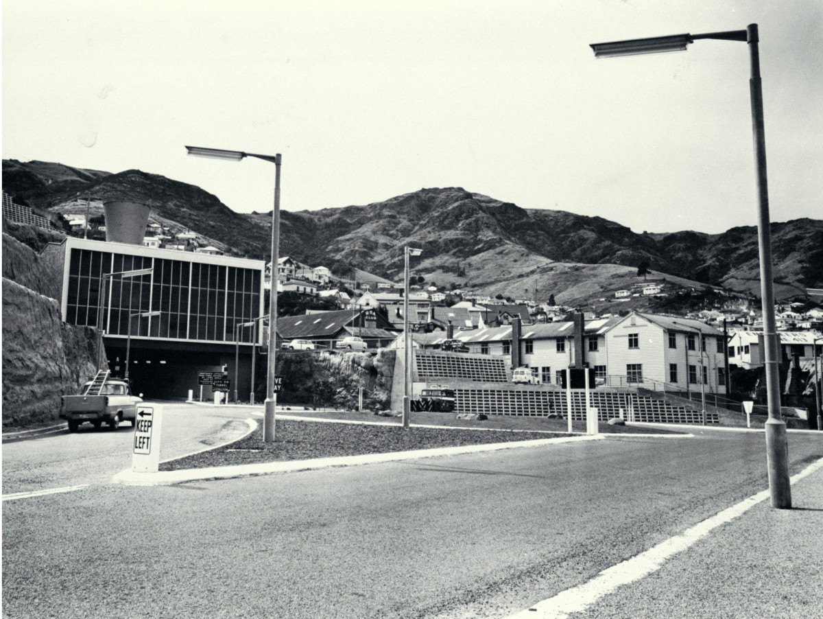 Lyttelton portal to the road tunnel to Christchurch, March 1964. 