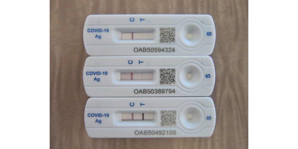 COVID RAT results - negative, faint positive, positive