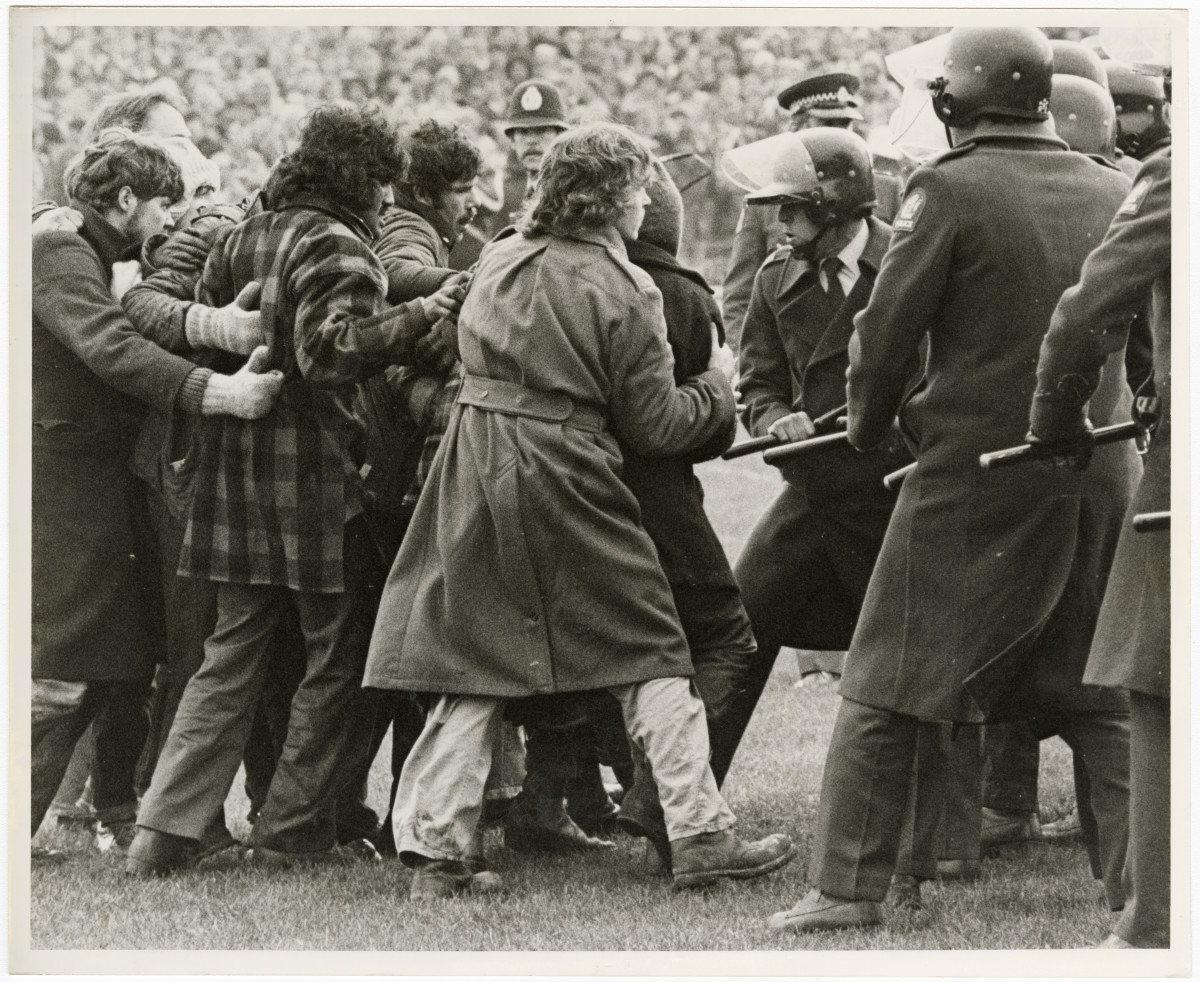 Police and Springbok rugby tour protesters. 15 August 1981. Christchurch Star archive. In copyright. CCL-StarP-01042A 