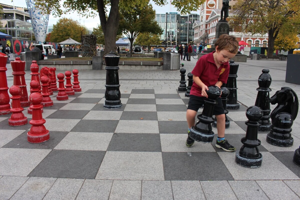 Giant chess game in Cathedral Square