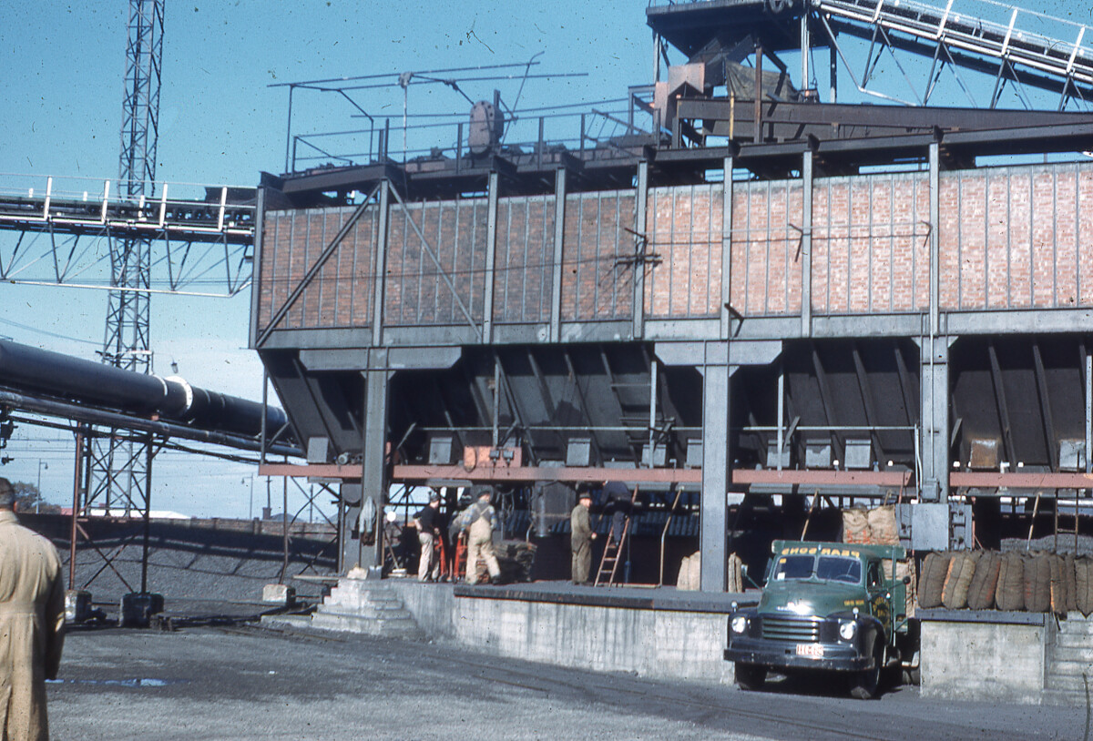 Christchurch gasworks, truck loading up