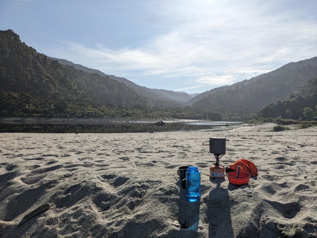 Breakfast at Kōhaihai River, West Coast