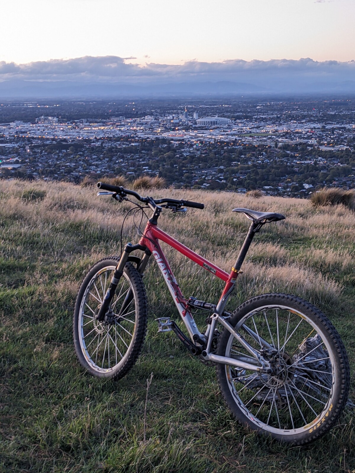 Twilight mountain biking