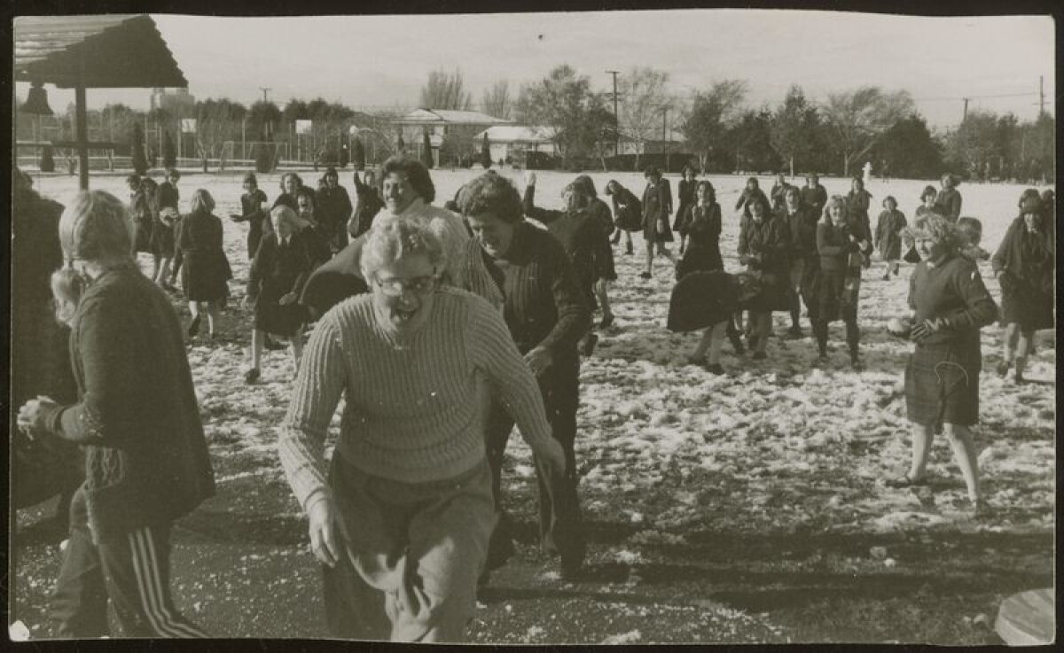 Villa Maria College staff and students snowfall fight