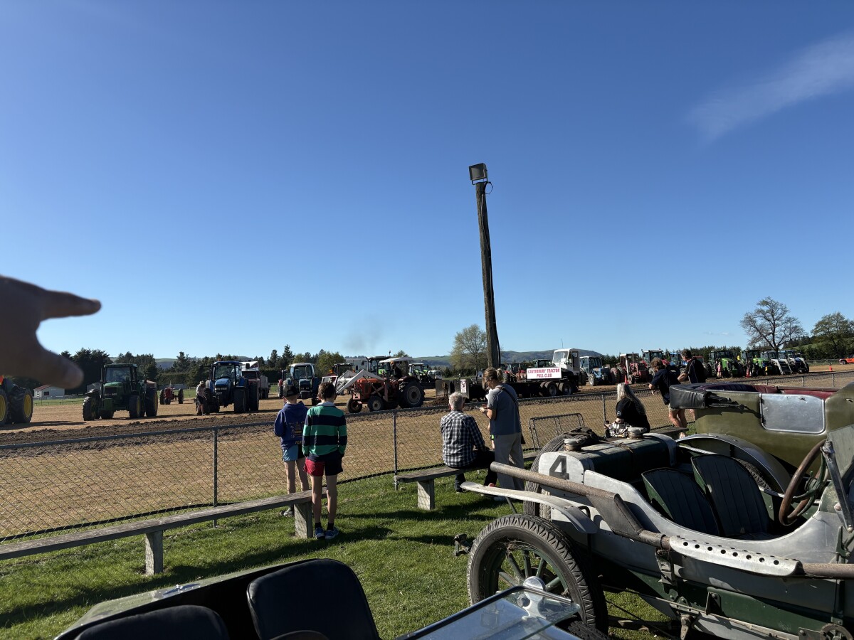 Tractor pulling sled at Mackenzie Auto and Agri Display