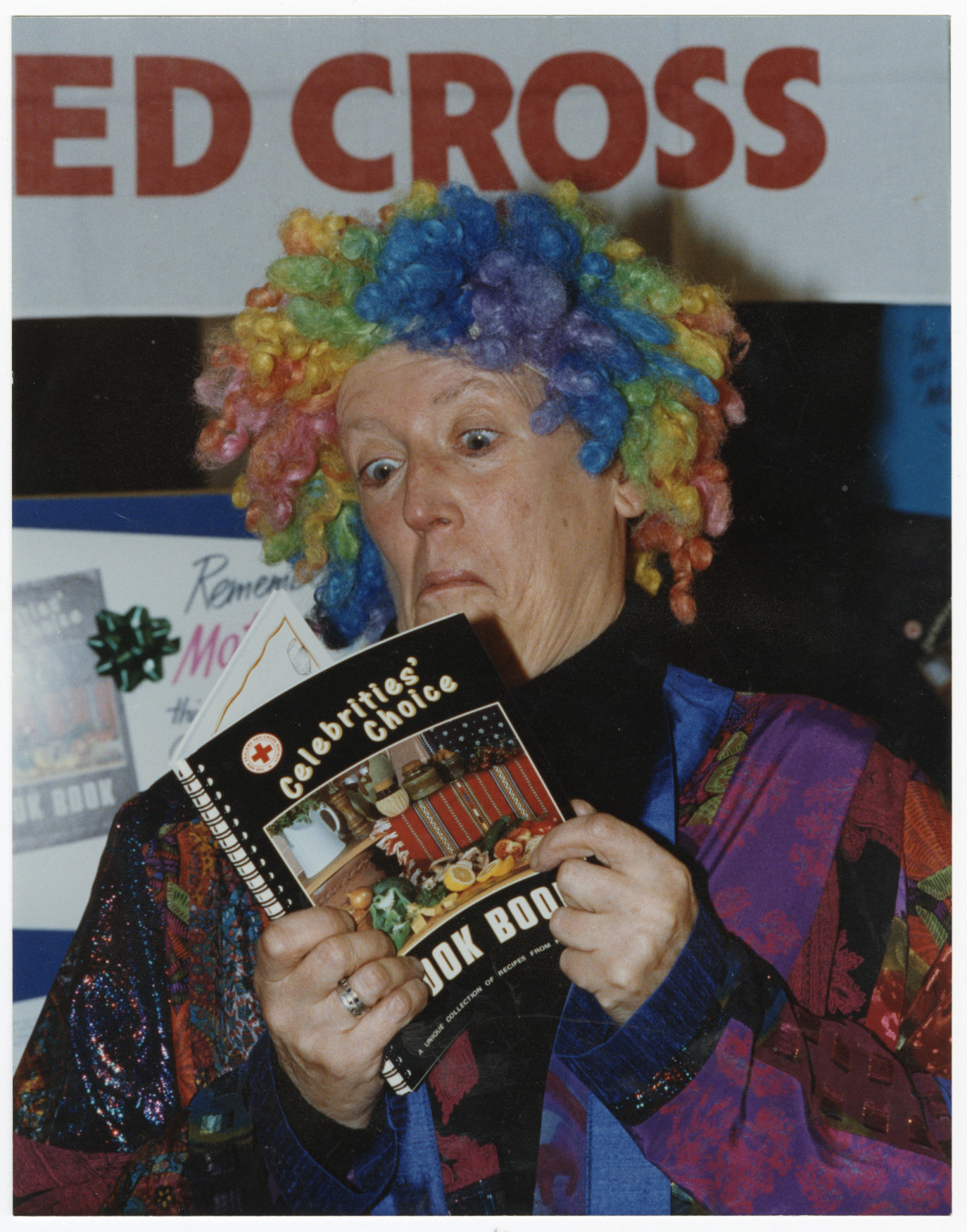 Margaret Mahy with the Red Cross Celebrities Cookbook. 10 May 1991. Christchurch Star Archive. In copyright. CCL-StarP-00708A