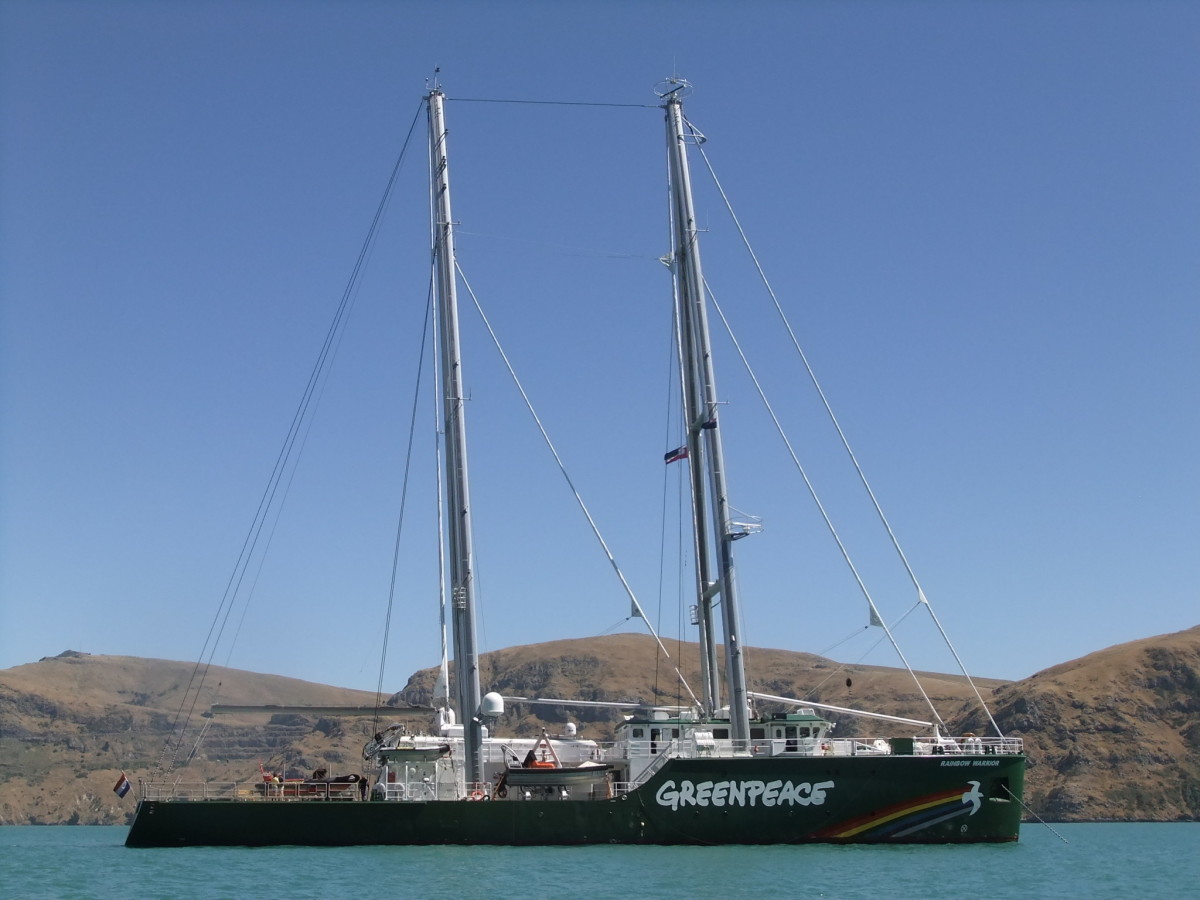 Rainbow Warrior off Camp Bay discoverywall.nz