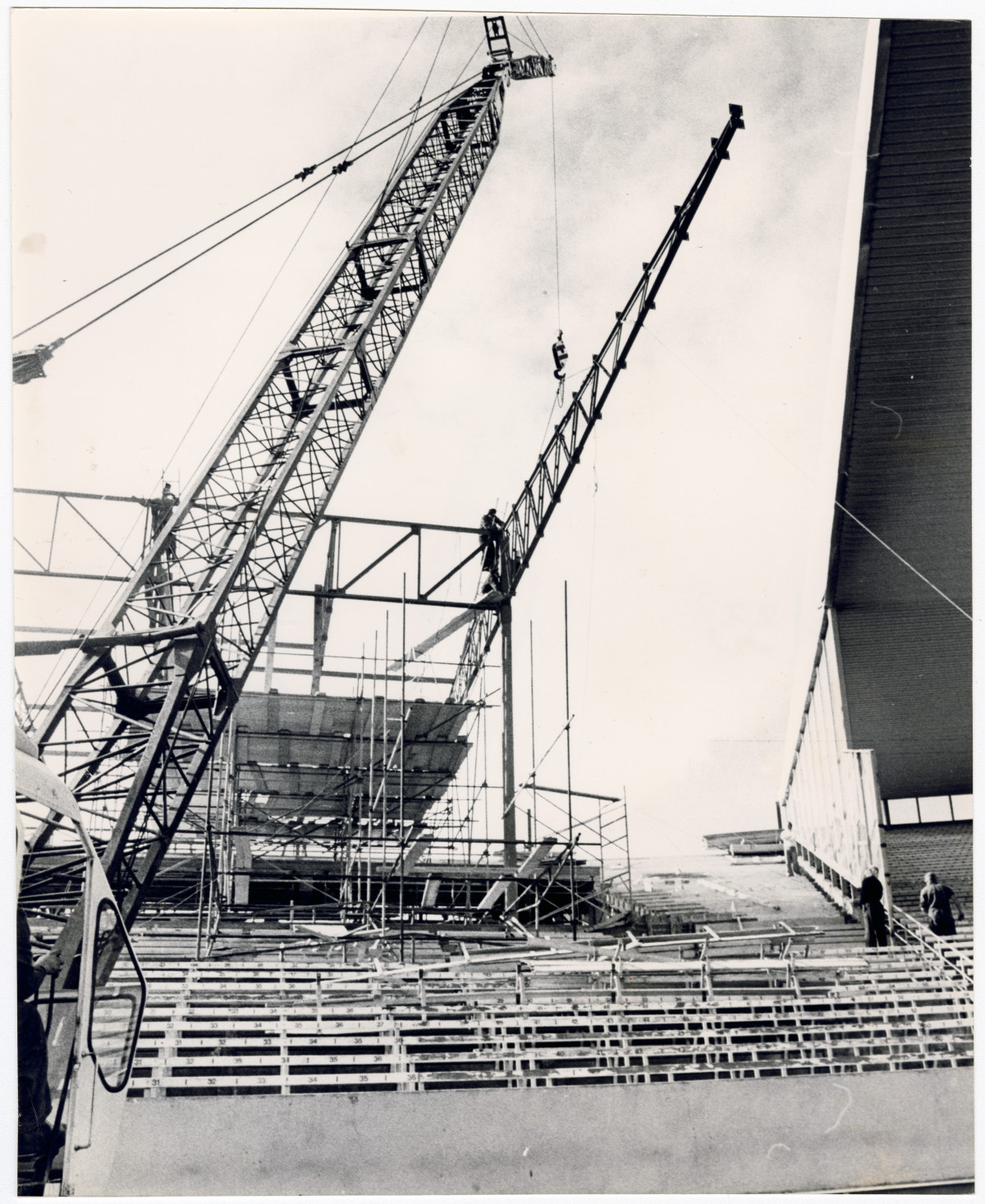 Rebuild of No. 2 stand at Lancaster Park 2 May 1977. Christchurch Star archive. In copyright.CCL-StarP-01961A