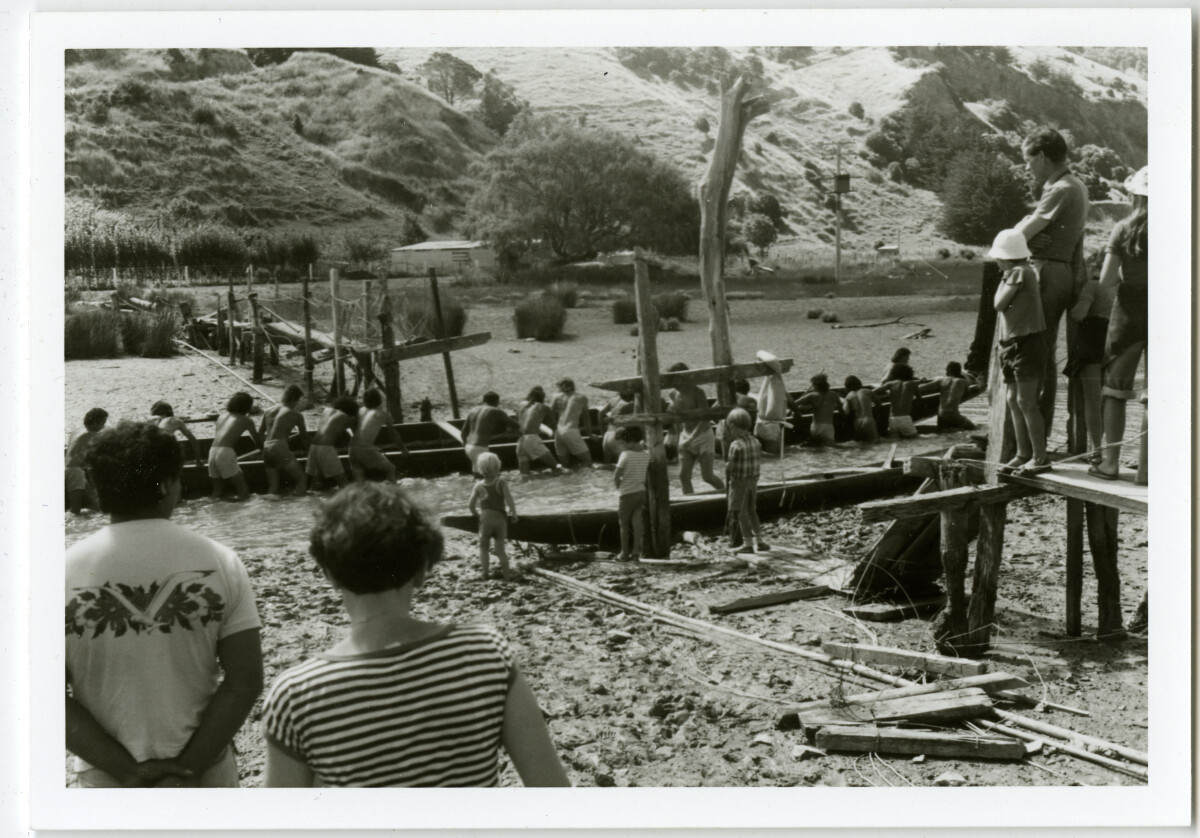 Waka launch, Waitangi Day, Okain’s Bay